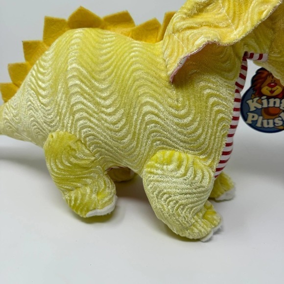 King Plush Yellow Crinkle Winged Standing Dragon 24" Plush Red Striped Belly Toy - Picture 15 of 16